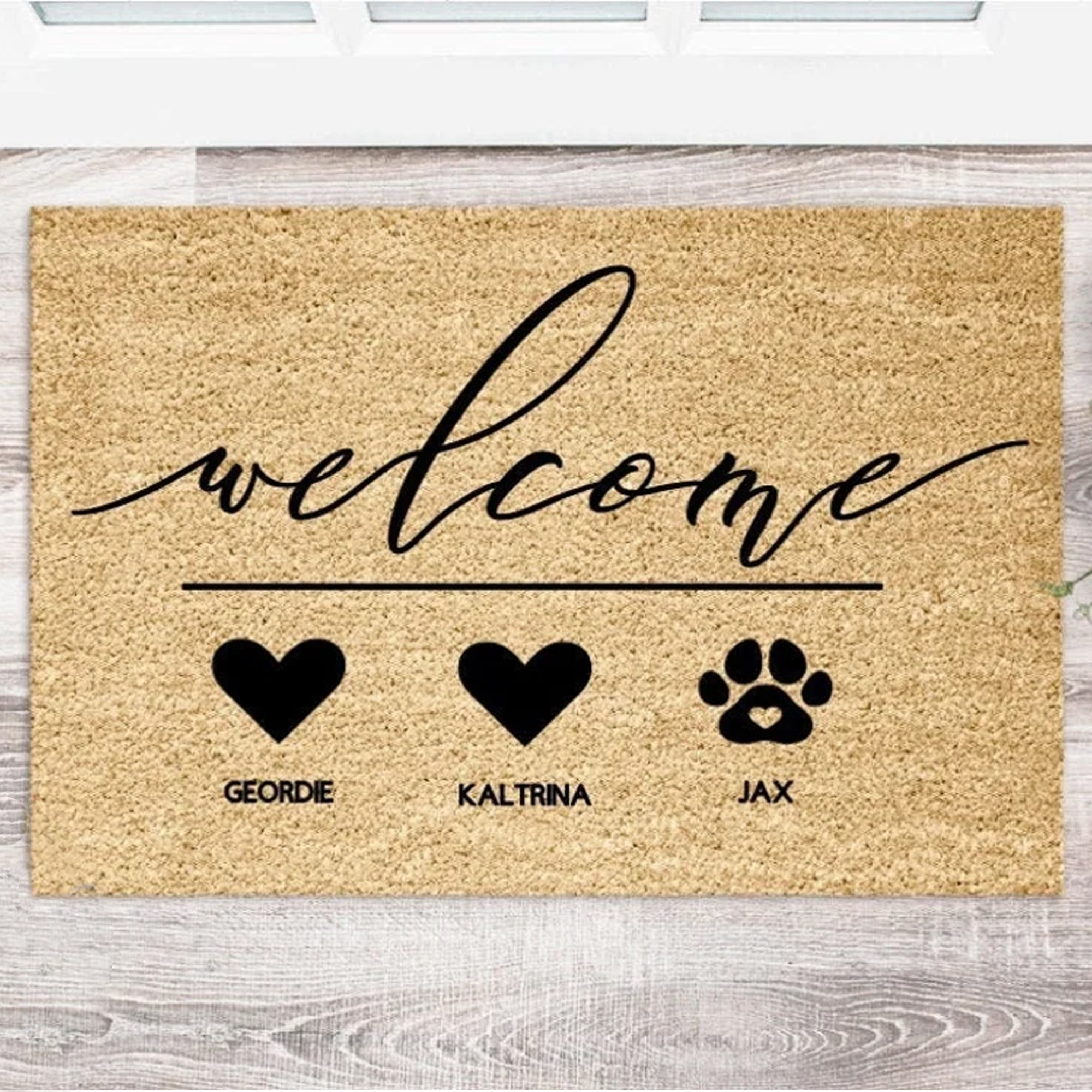 Custom Family Pet Name Welcome Mat Custom Names Doormat Welcome Mat Housewarming Gift Pet Lover Gift New Home Closing Gift